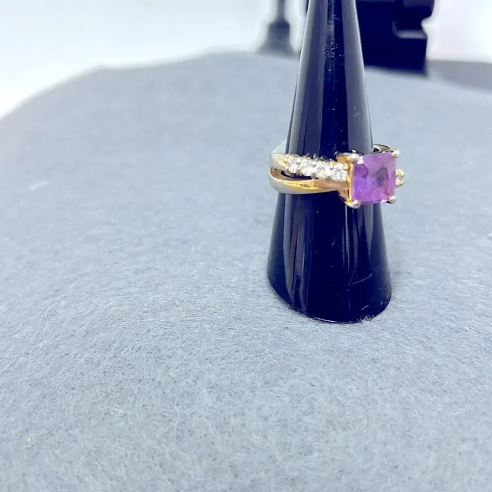 Vintage Purple Stone Ring from Thailand 4  on Each Side size 8